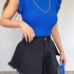 Ripped Turkish cotton blouse with gold chain